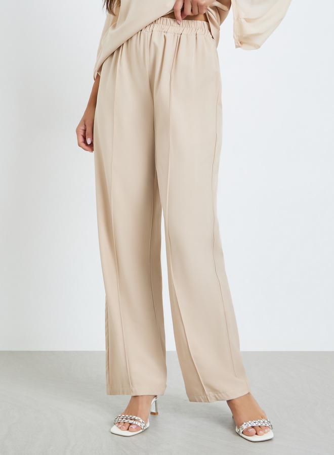 Styli Women Beige Rhinestone-Embellished Top and Pants Co-Ords - Image 4